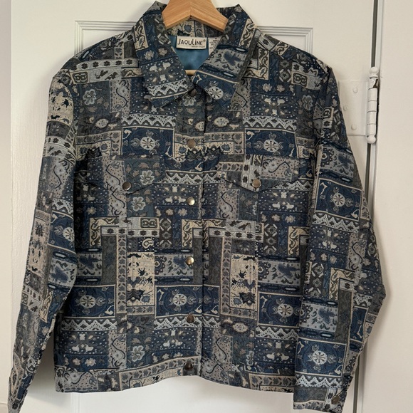 Vintage Blue Tapestry Snap Button Jacket - Picture 3 of 11